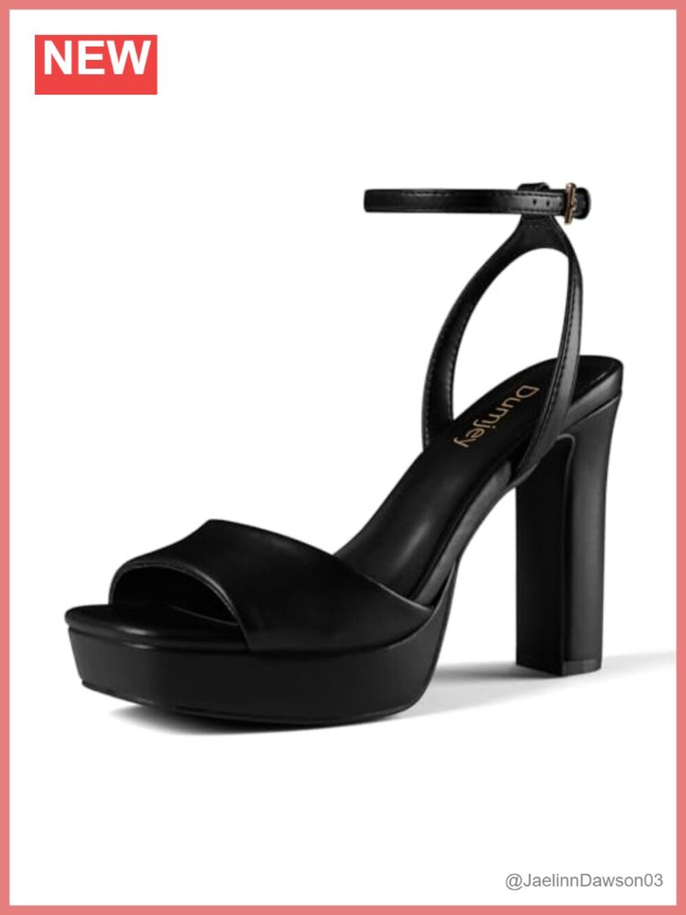 Chunky Platform Heel Sandals Open Toe Ankle Strap Faux Leather Block Heels